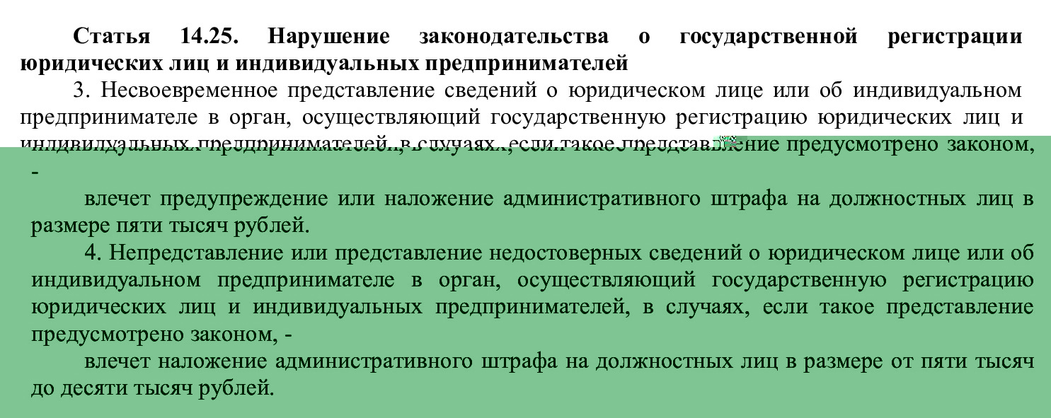 Ответственность за невнесение ОКВЭД в ЕГРЮЛ Ответственность за невнесение ОКВЭД в ЕГРЮЛ