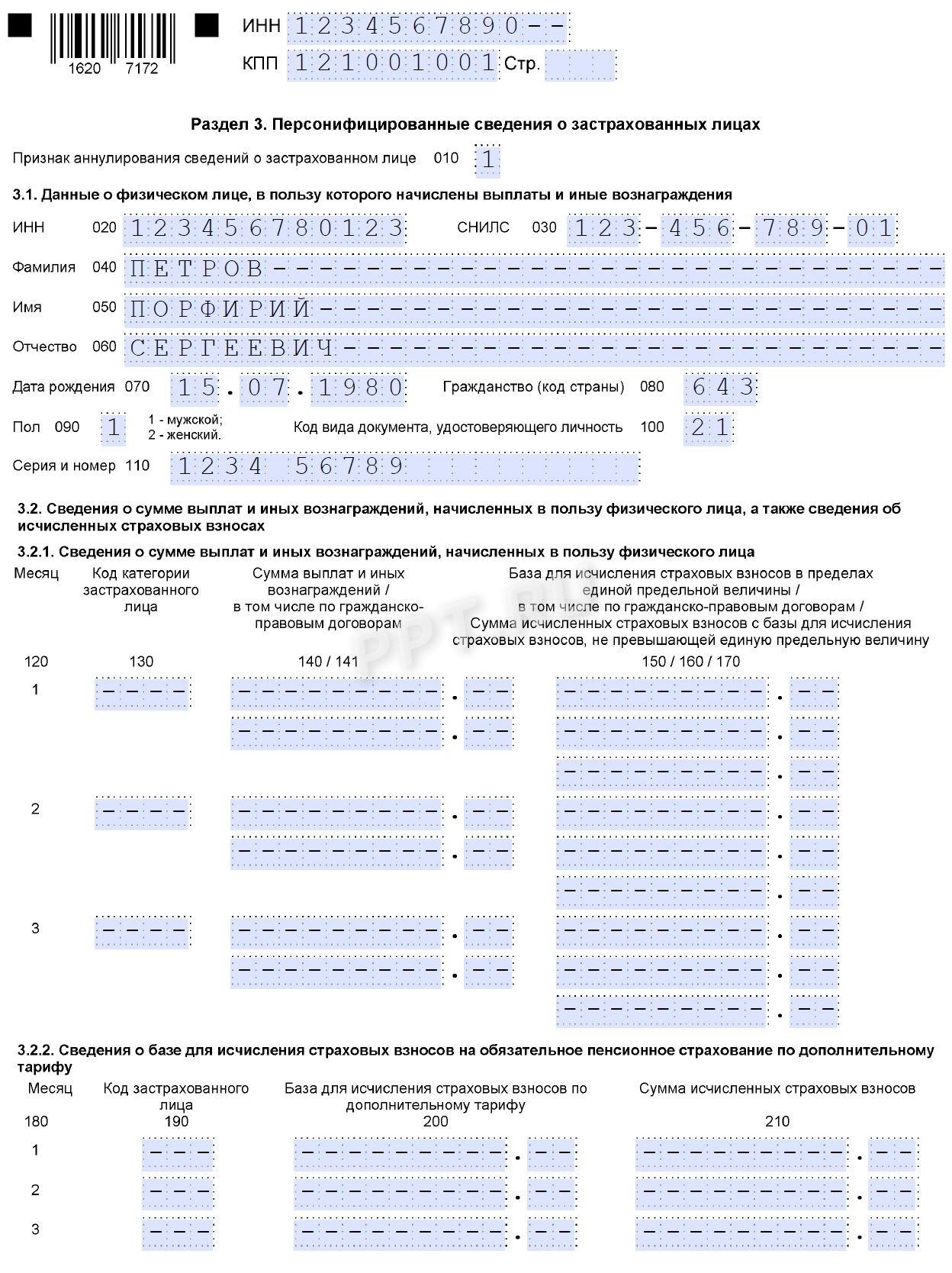 Образец корректировочного РСВ (стр. 2) Образец корректировочного РСВ (стр. 2)
