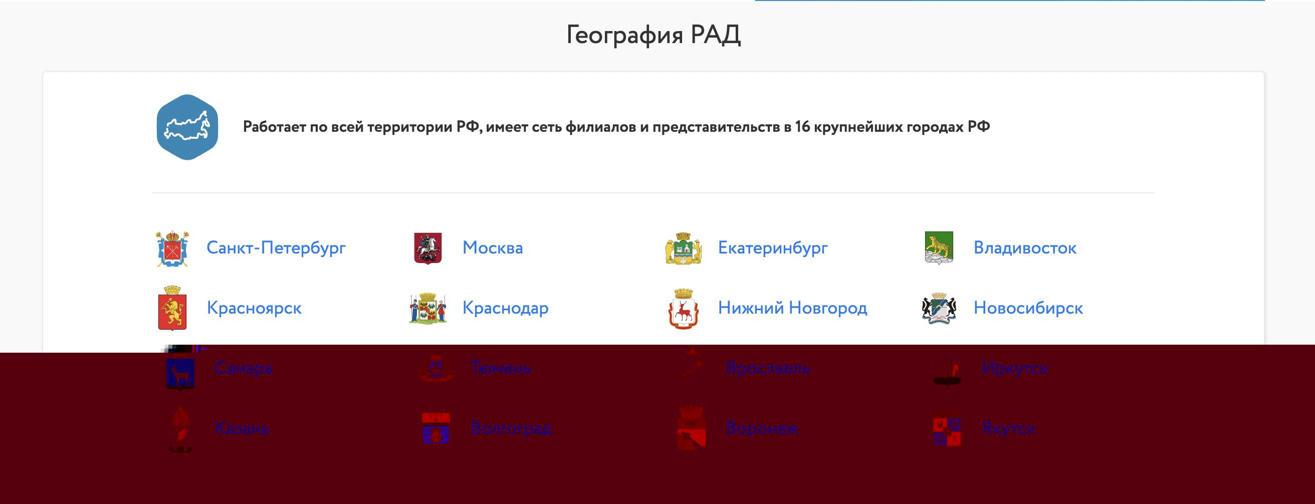География ЭТП РАД География ЭТП «РАД»