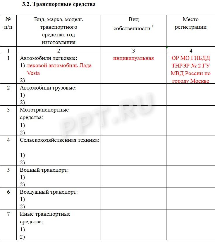 Образец справки о доходах, расходах и имуществе сотрудника МВД, стр. 5 Образец справки о доходах, расходах и имуществе сотрудника МВД, стр. 5