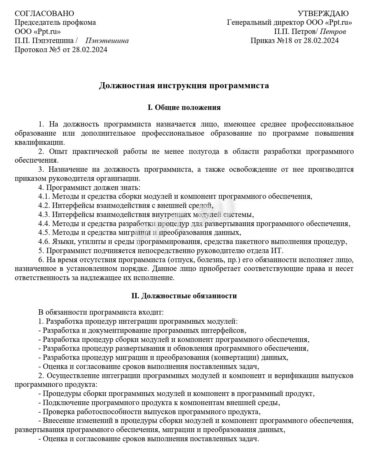 Должностная инструкция Должностная инструкция