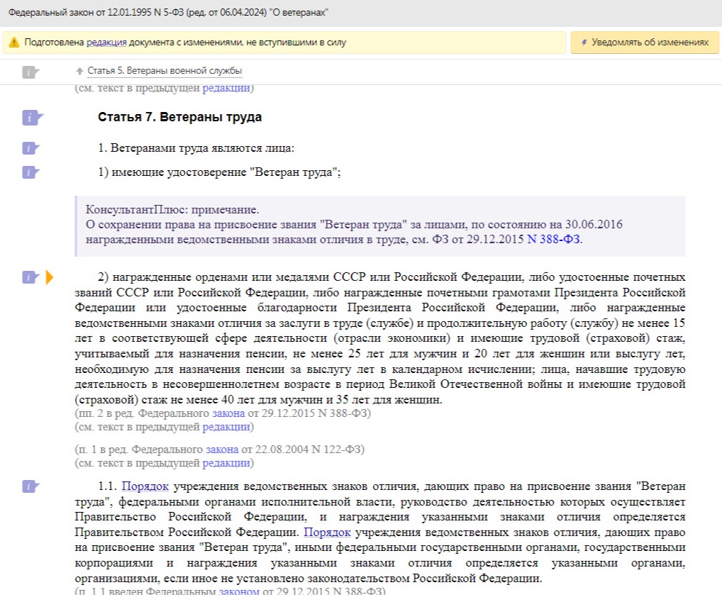 Закон о ветеранах Закон о ветеранах