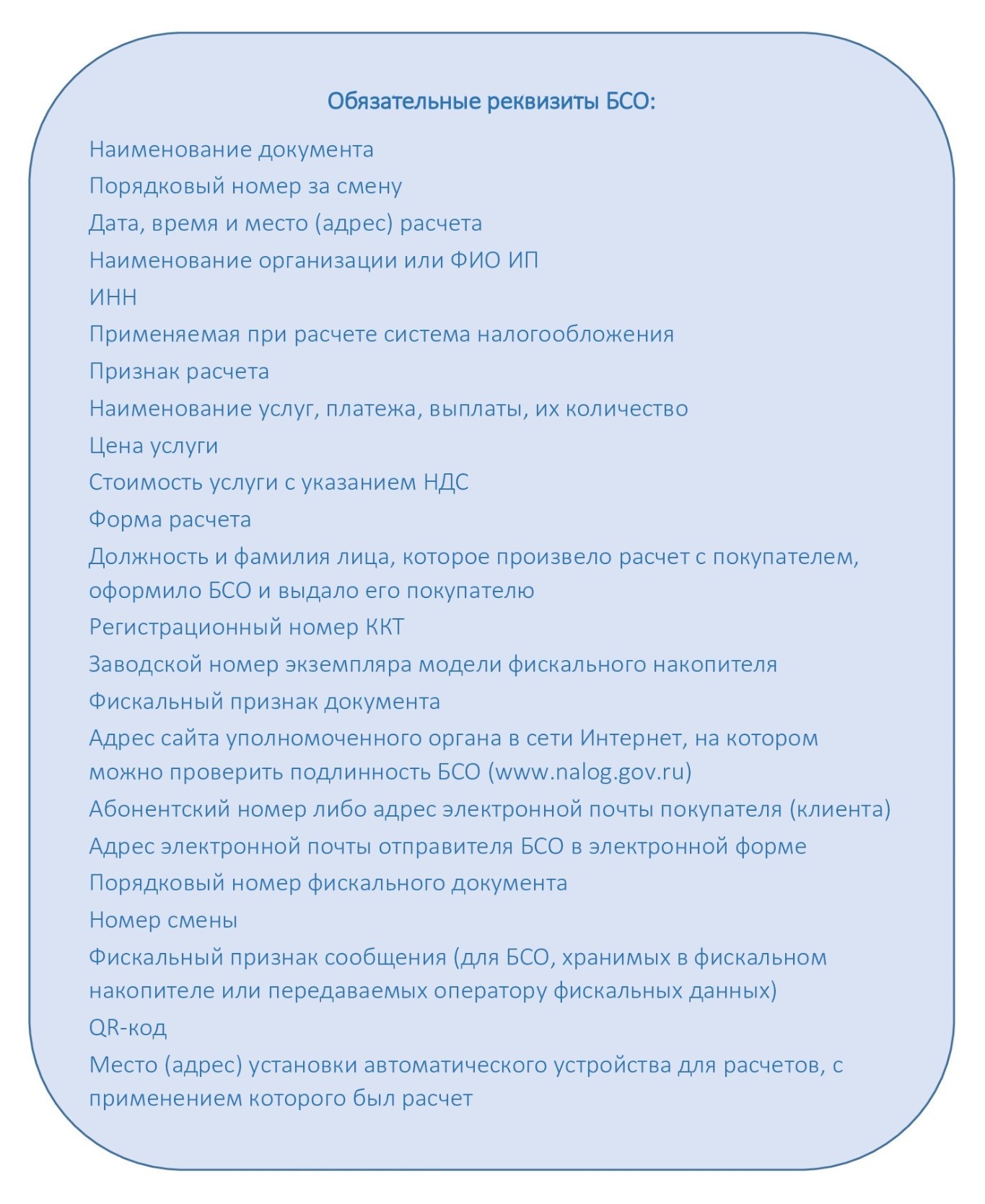 Обязательные реквизиты БСО Обязательные реквизиты БСО