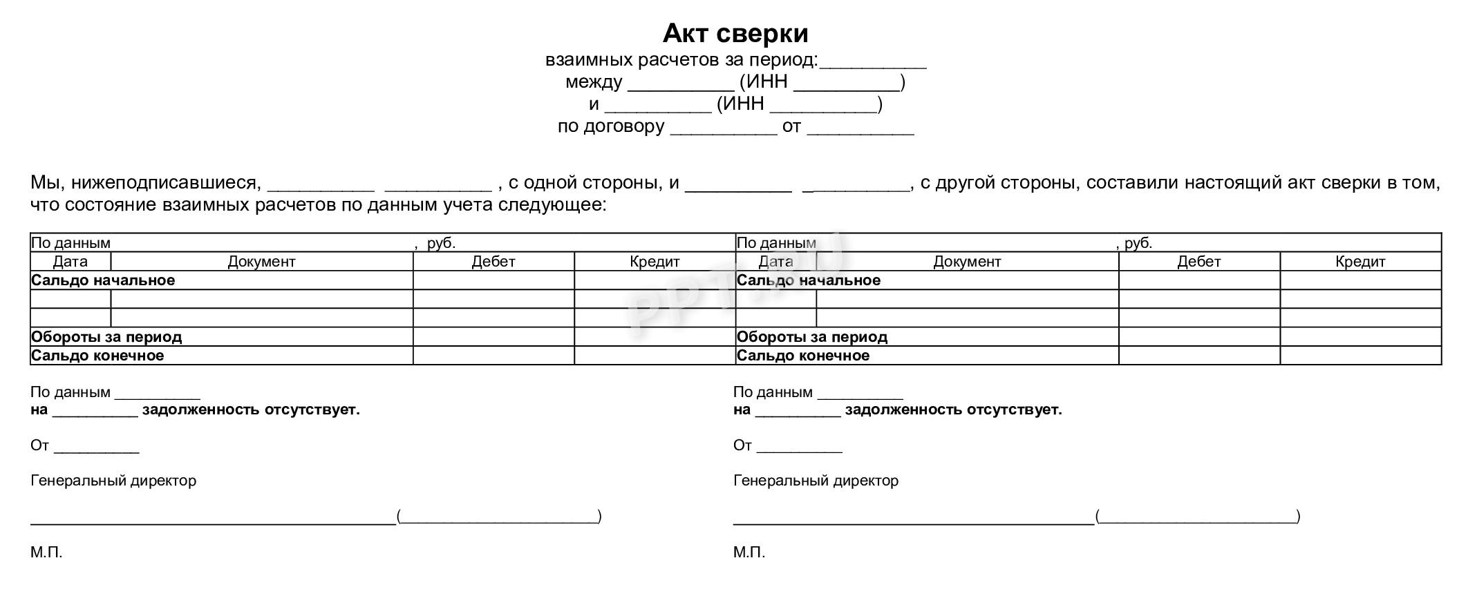 Акт сверки взаиморасчетов Акт сверки взаиморасчетов