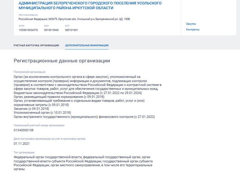 Данные по компании из ЕИС Данные по компании из ЕИС