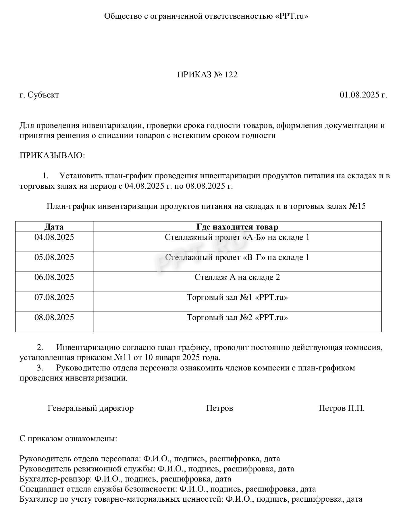 План-график проведения инвентаризации План-график проведения инвентаризации