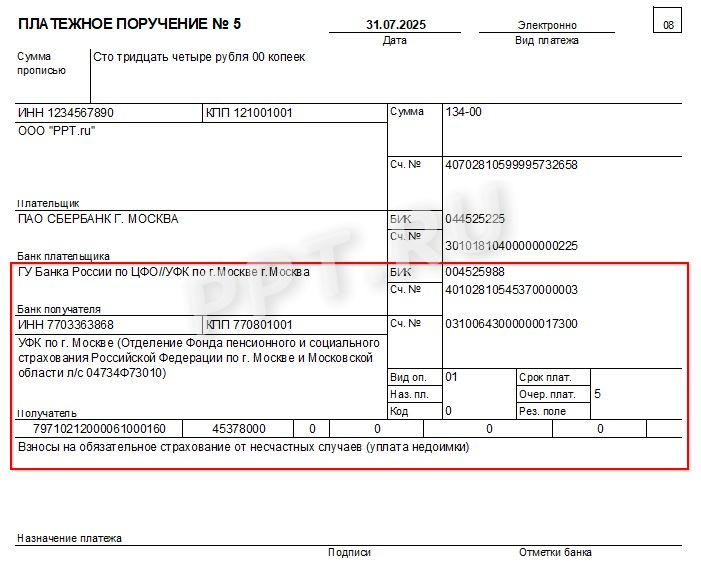 ПП недоимка по взносам на травматизм ПП недоимка по взносам на травматизм