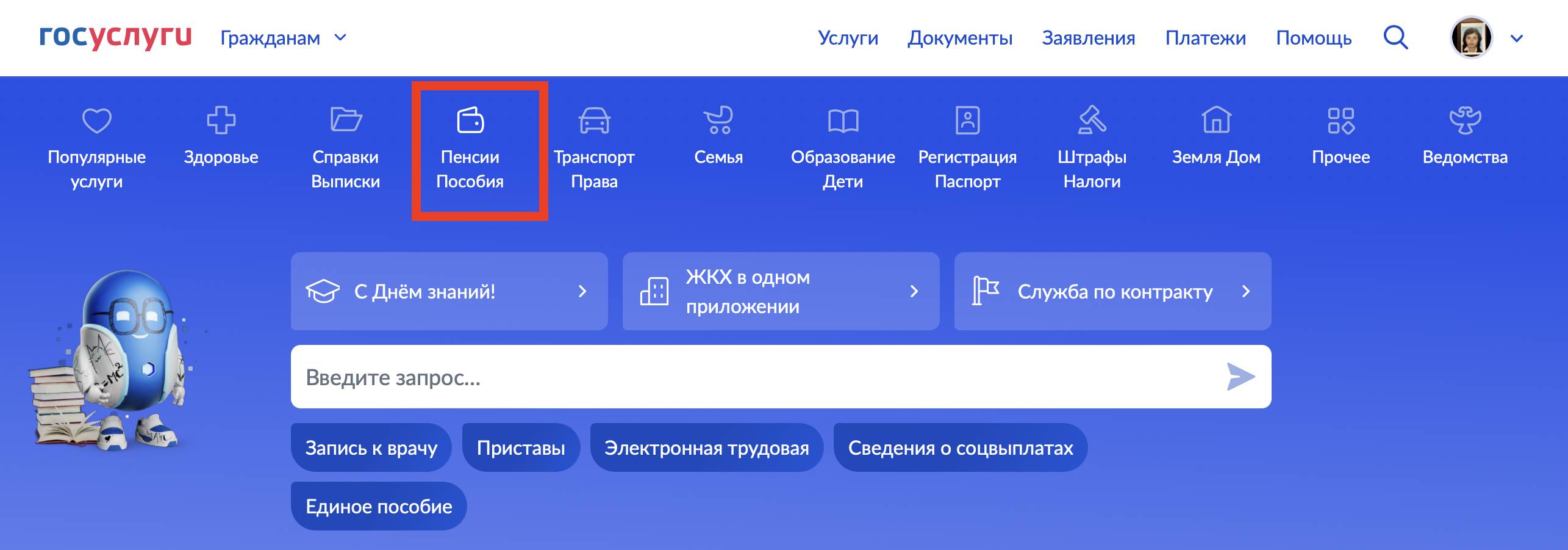 Где на Госуслугах вкладка Пенсии Где на Госуслугах находится вкладка «Пенсии, пособия»