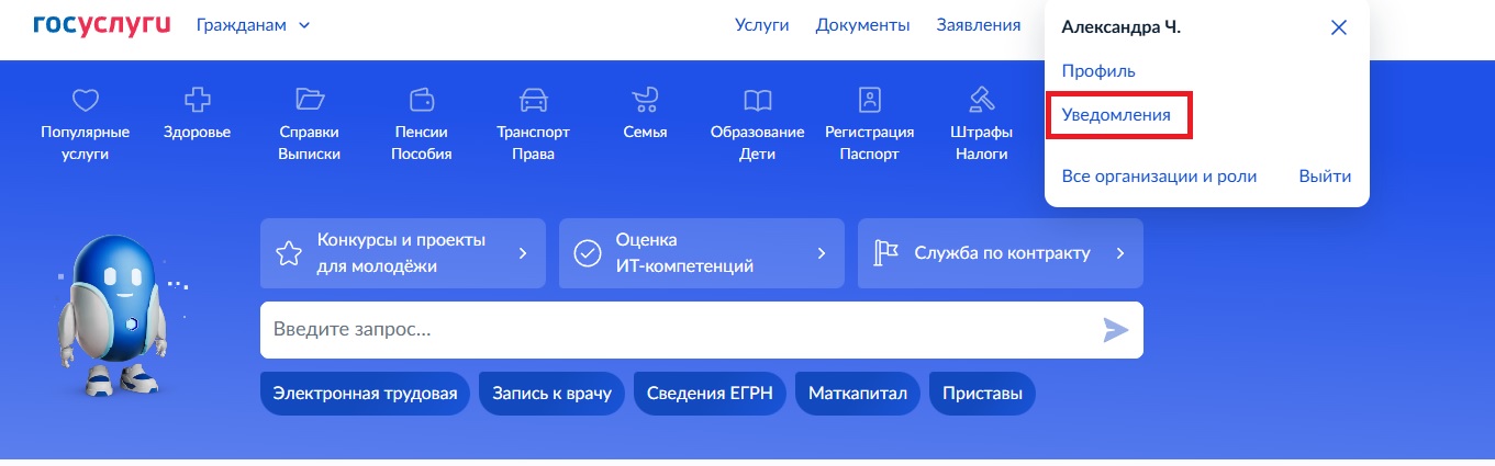 Уведомления на госуслугах Уведомления на госуслугах