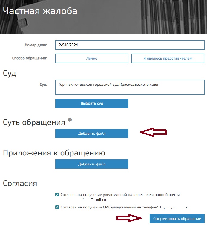 Подача частной жалобы через ГАС «Правосудие» Подача частной жалобы через ГАС «Правосудие»
