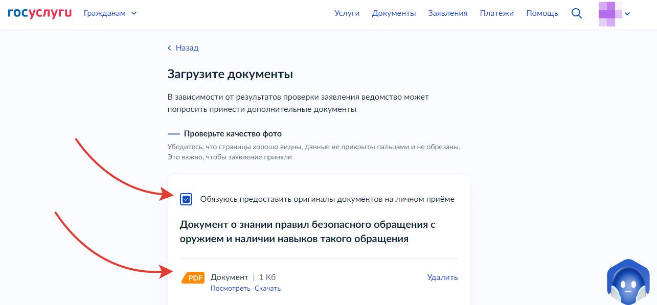Оформление лицензии на травматическое оружие через Госуслуги. Шаг 6. Оформление лицензии на травматическое оружие через Госуслуги (шаг 6)