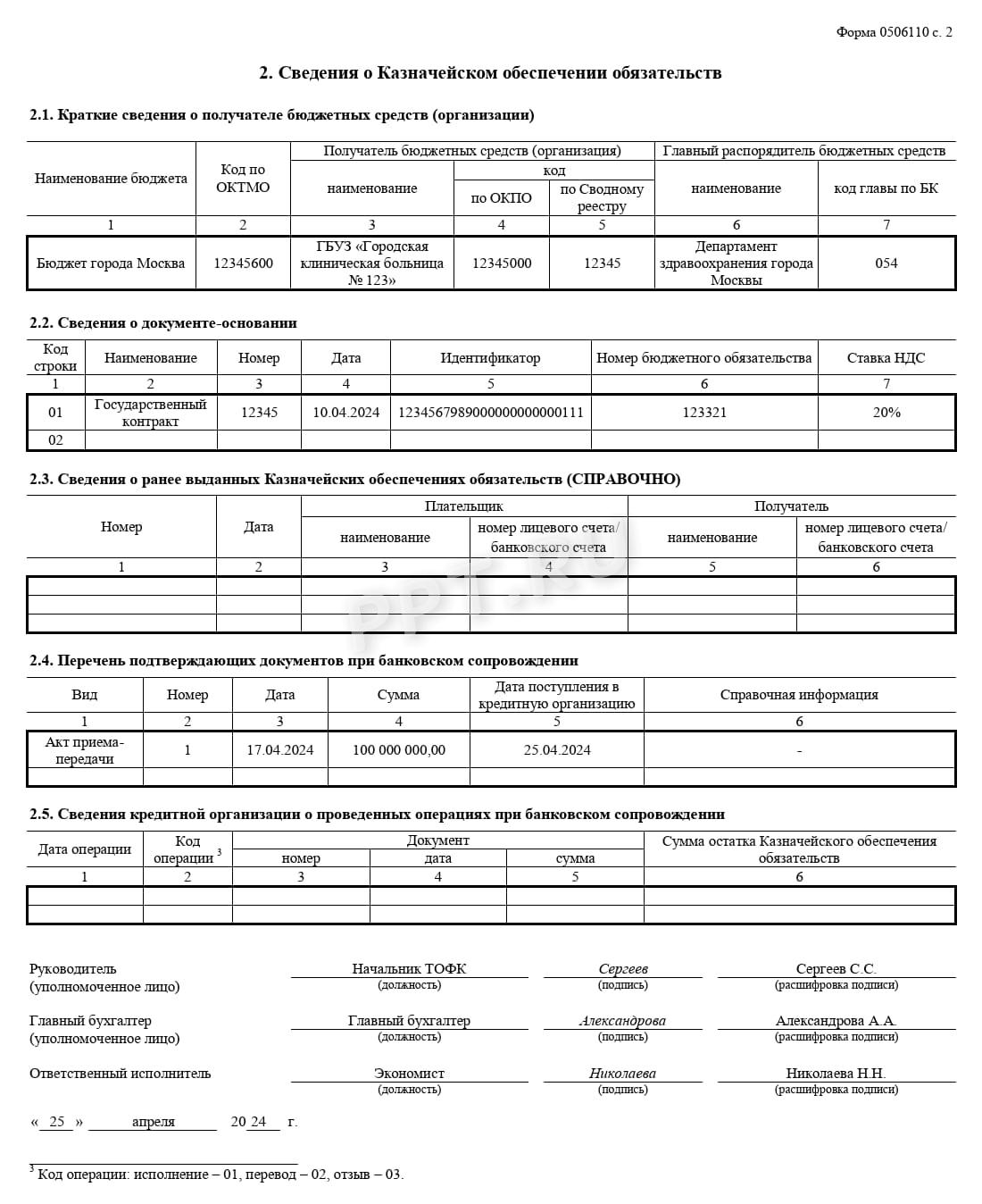 Образец казначейского обеспечения обязательств, стр. 2 Образец казначейского обеспечения обязательств, стр. 2