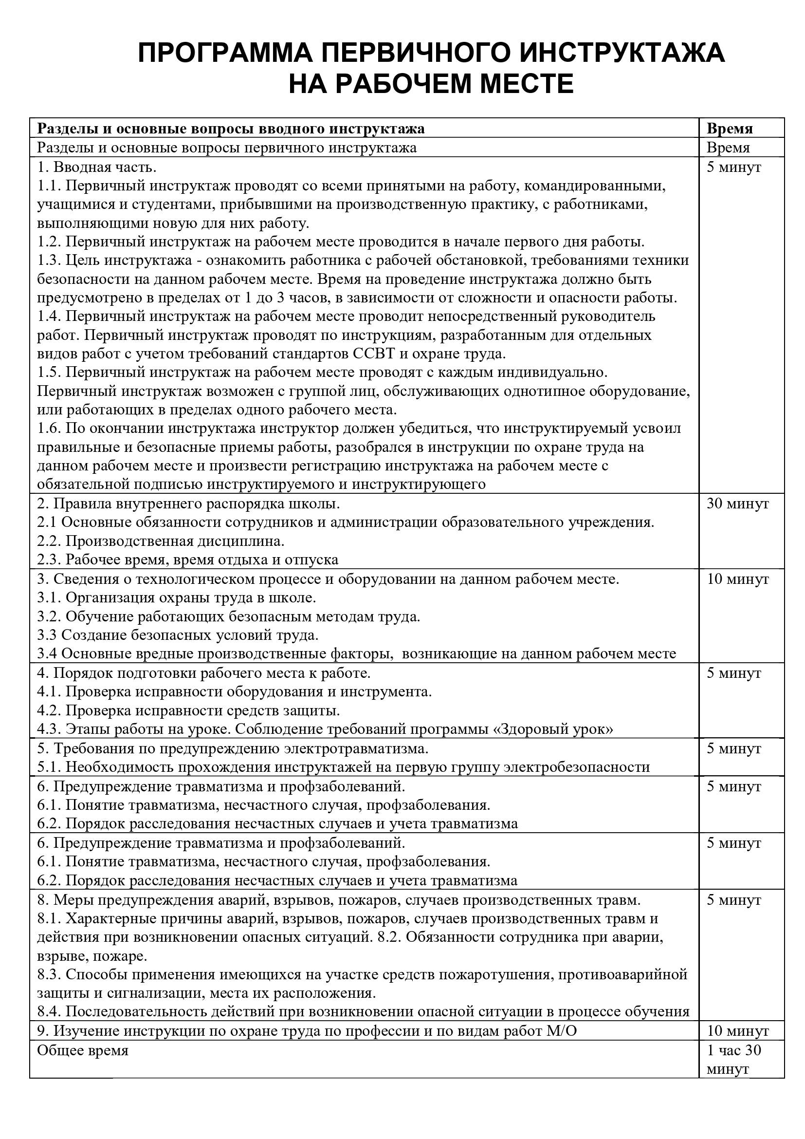 Образец программы