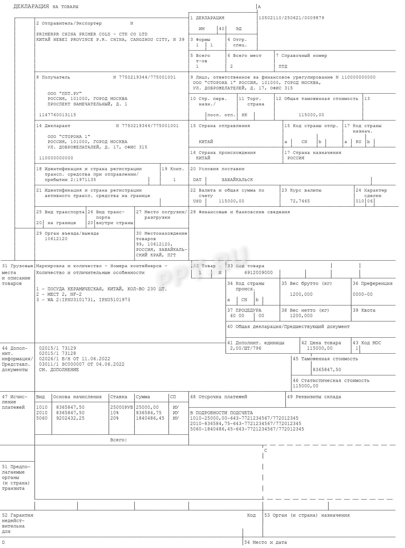 Образец таможенной декларации на товары в 2024 году Образец таможенной декларации на товары в 2024 году