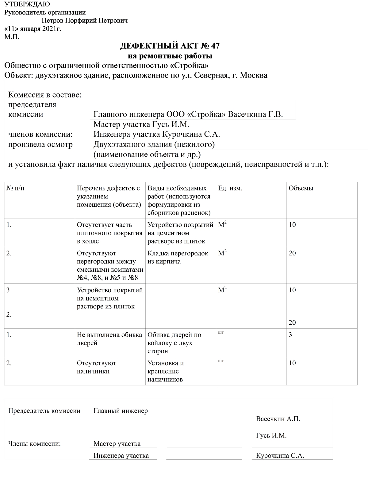 Дефектный акт